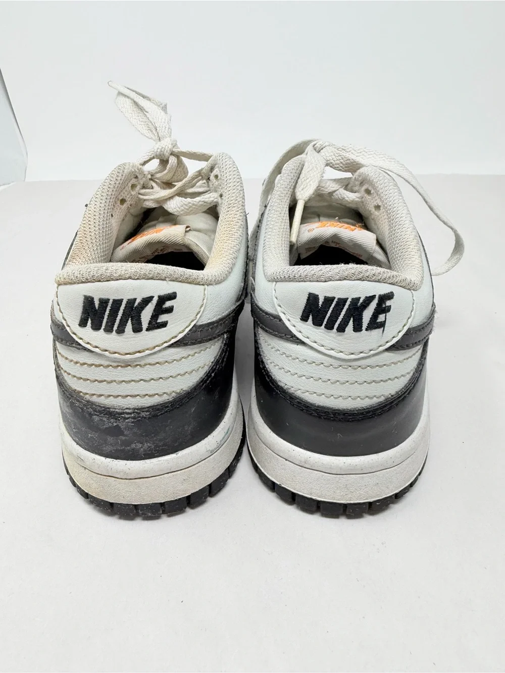 Size 4.5 Y Nike Dunk Low Black White Orange Swoosh Sneakers Y2K Skater